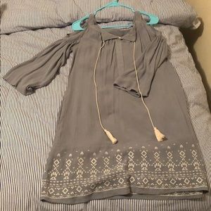 Blue Cold Shoulder Dress